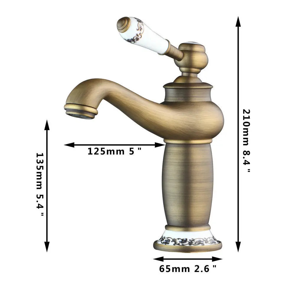DecorBites™ Antique Brass Swivel Bathroom Faucet Mixer Tap with Single Handle