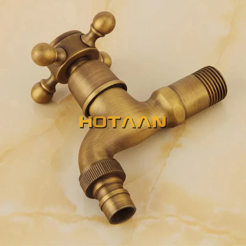 DecorBites™ Antique Brass Finish Wall Mount Garden Bibcock Faucet