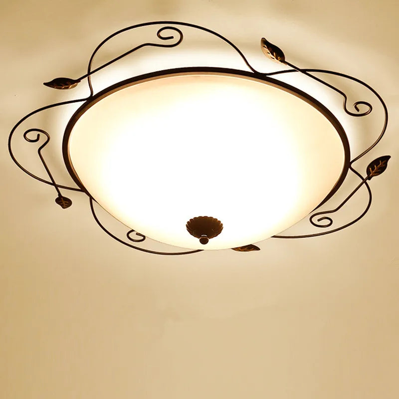 DecorBites™ Glass Round Ceiling Light - 45cm/63cm Diameter, Gilt Finish Industrial Lamp