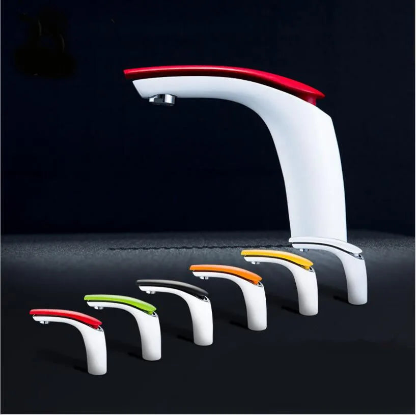 DecorBites™ Brass Baking Finish Basin Faucet - 12 Colors Hot/Cold Mixer Tap