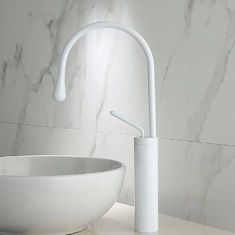 DecorBites™ Brushed Gold/Black/White Basin Faucet with Single Handle Swivel Sink Water Crane