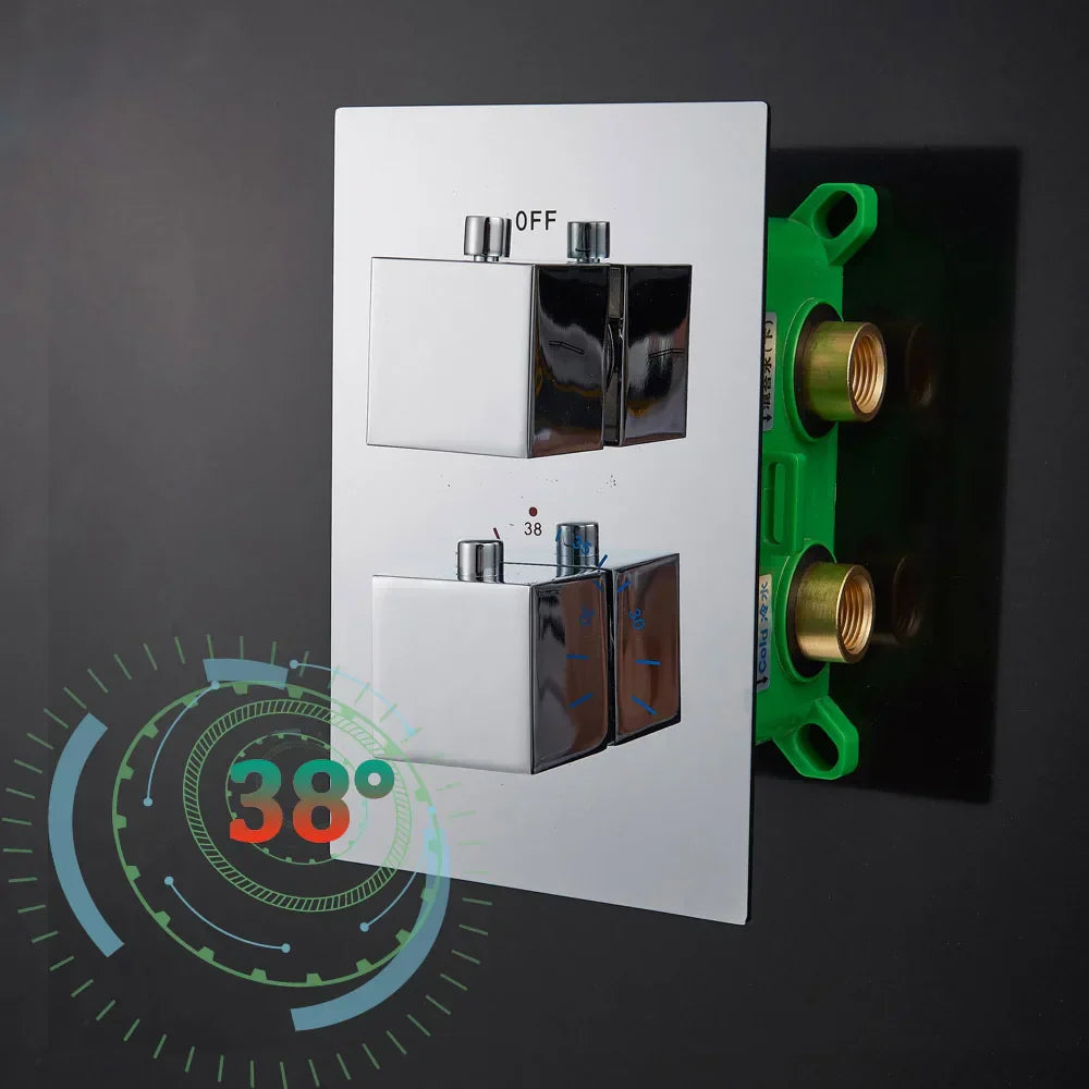 DecorBites™ Dual Handle Thermostatic Shower Mixer Valve - Chrome Finish