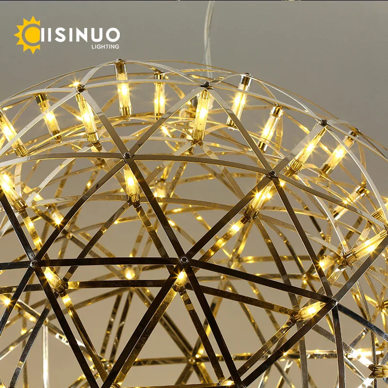 DecorBites™ LED Spark Ball Chandelier Fireworks Pendant Light - Modern Luxury Stainless Steel