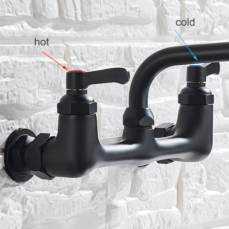 DecorBites™ Brass Dual Handle Kitchen Faucet 360 Swivel Hot Cold Water Tap