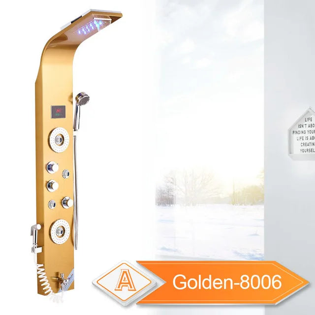 DecorBites™ LED Rain Waterfall Shower Panel with Massage Jets and Bidet Sprayer