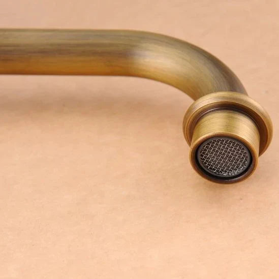 DecorBites™ Antique Brass Double Cross Handle Basin Faucet - 360 Degree Swivel Spout