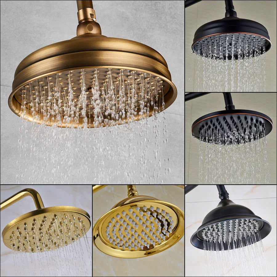 DecorBites™ 8" Antique Brass Rainfall Shower Faucet Head for Refreshing Showers