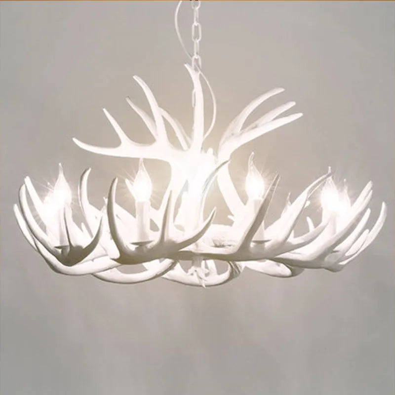 DecorBites™ Antler Chandelier: American Retro Resin Horn Deer Lamps for Rustic Indoor Decor