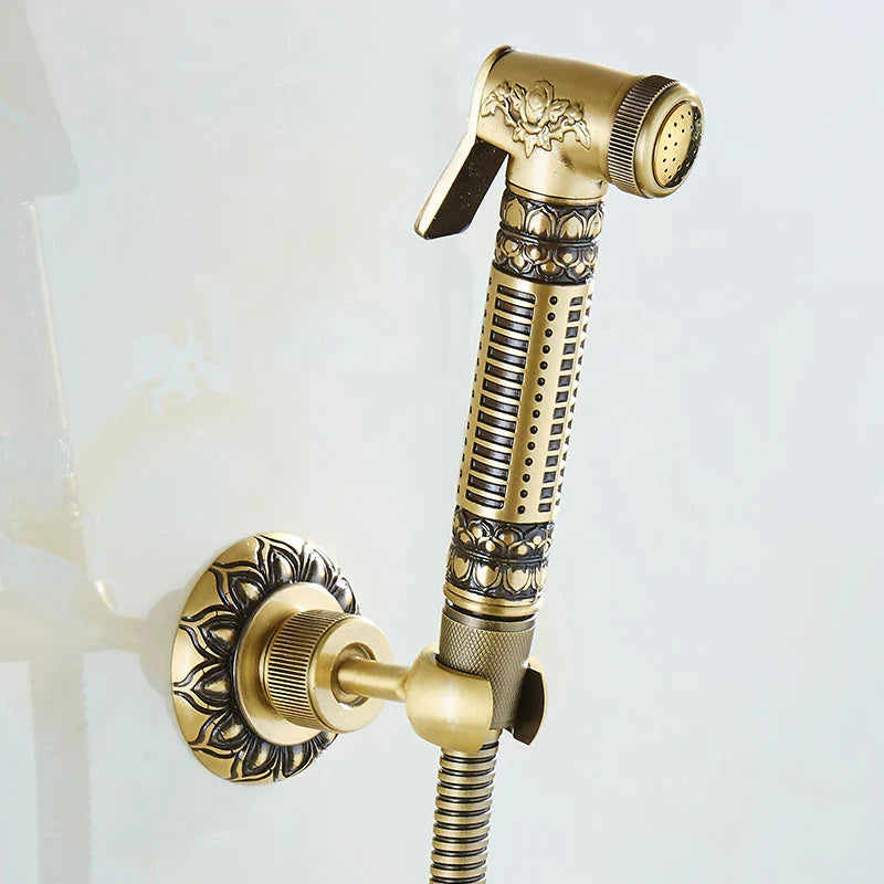 DecorBites™ Antique Brass Wall Mounted Bidet Faucet Hygienic Shower Sprayer Tap