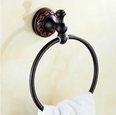 DecorBites™ Carved Flowers Blackened Copper Bathroom Accessories Set