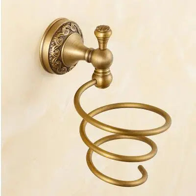 DecorBites™ Copper Carved Bathroom Accessories Set: Towel Shelf, Towel Bar, Paper Holder, Cloth Hook