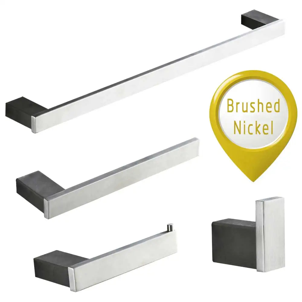 DecorBites™ Black Matte Bathroom Hardware Set: Paper Holder, Toothbrush Holder, Towel Bar