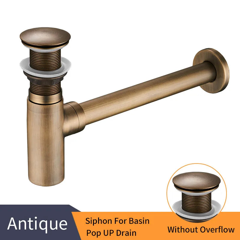 DecorBites™ Brass Round Bottle Trap Oil Rubbed Bronze Pop Up Drain WF-6920