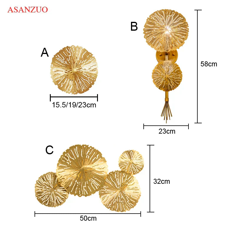 DecorBites™ Lotus Leaf Copper Wall Lamp LED Light for Home Decor