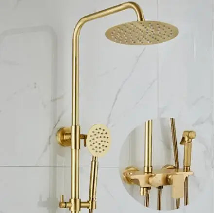 DecorBites™ Brushed Gold Bath & Shower Faucet Set for Luxurious Rainfall Experience