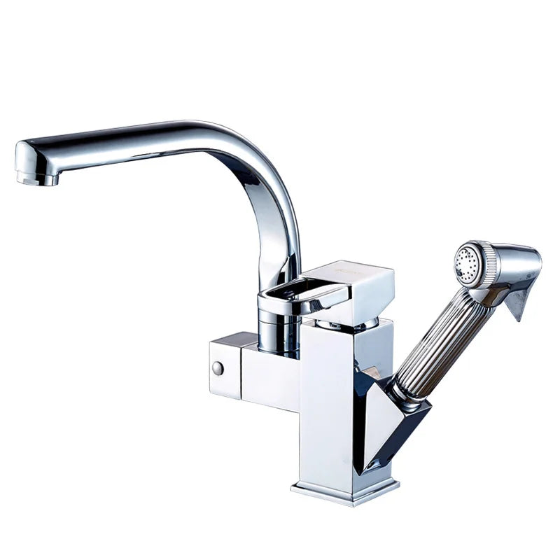 DecorBites™ LED Kitchen Faucet Pull Out Sprayer Deck Mounted Hot Cold Water Tap