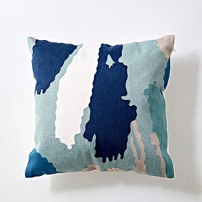 DecorBites™ Embroidered Geometric Cotton Cushion Cover 45x45cm