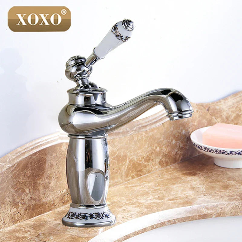 DecorBites™ Bathroom Basin Faucet Deck Mounted Hot Cold Mixer 50045GT