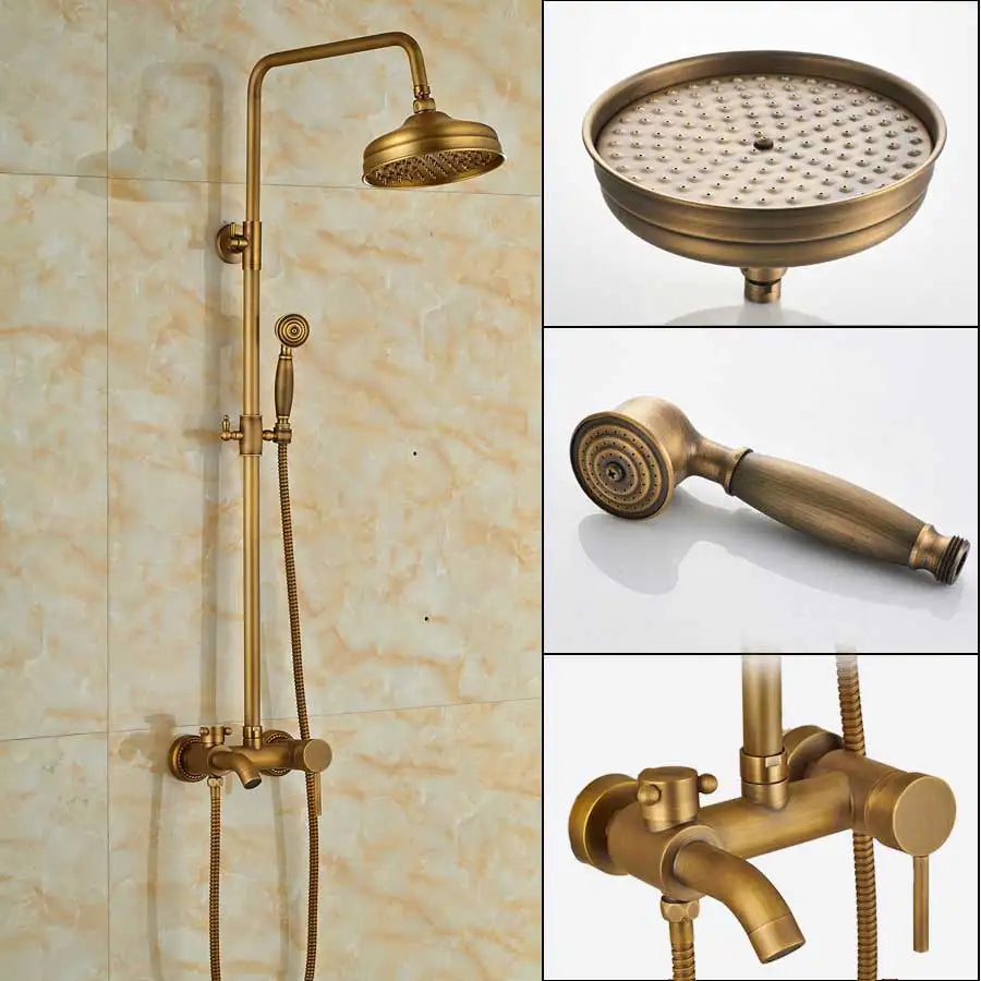 DecorBites™ Black Bathroom Shower Faucet Mixer with 8" Rainfall Shower, Wall Mount Tub Spout