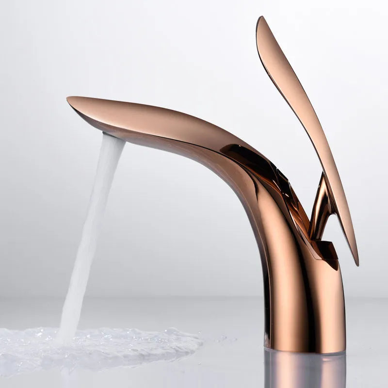 DecorBites™ Gold Brass Bathroom Faucet Single Handle Basin Mixer Tap - Rose Gold