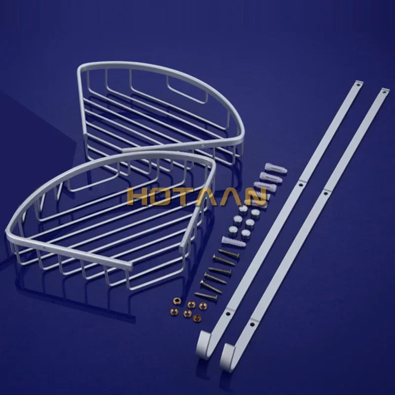 DecorBites™ Aluminium Double Shelf Kitchen and Bathroom Corner Basket Angel Rack