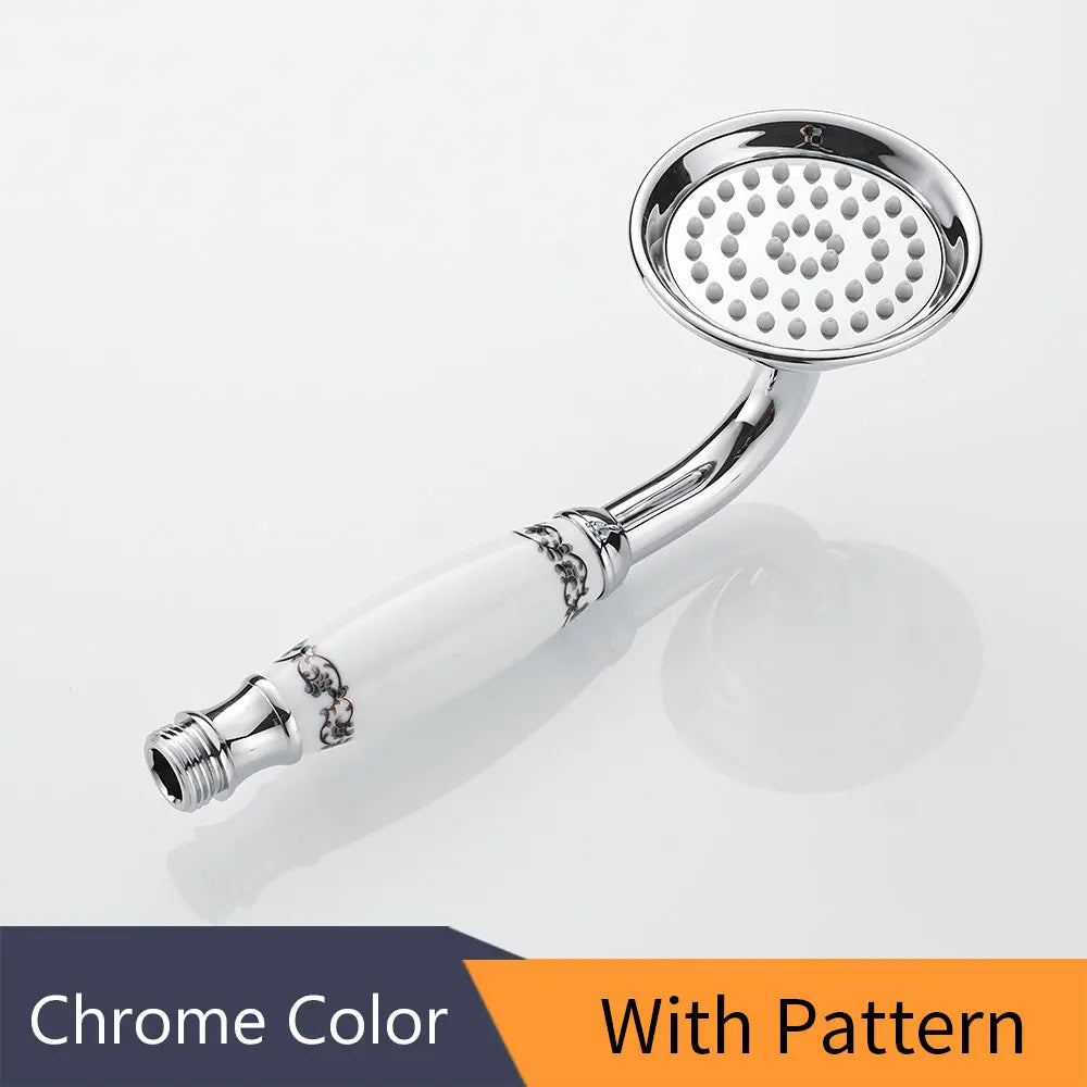 DecorBites™ Antique Brass Hand Held Shower with Luxury Ceramics - Round Rainfall Faucet