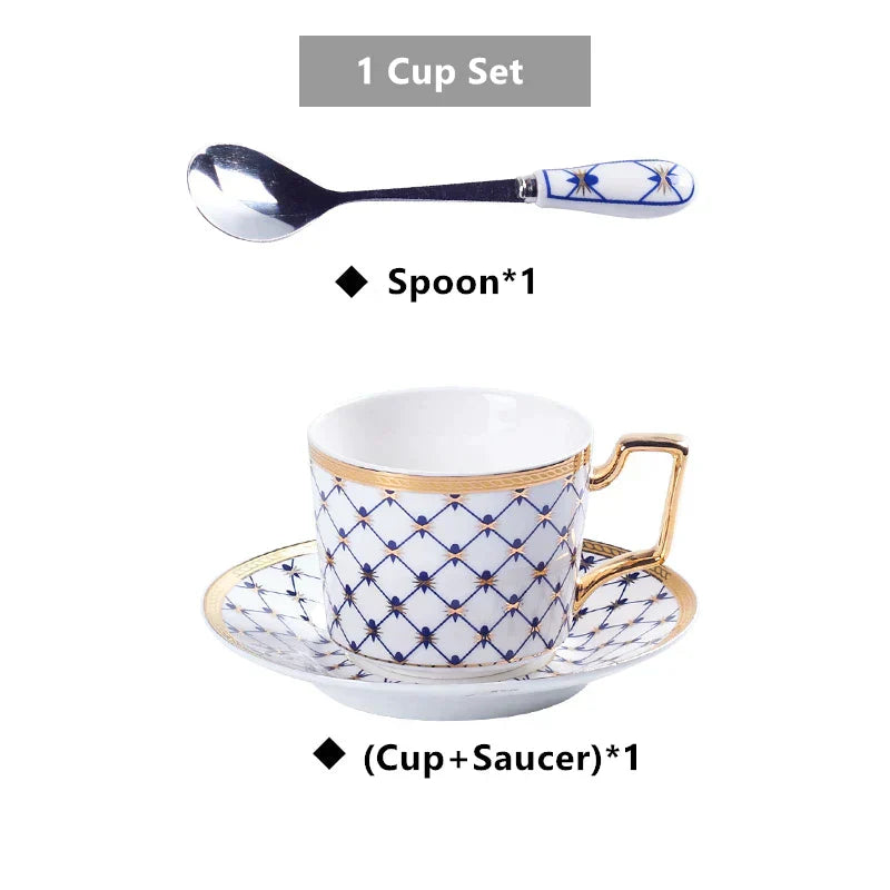 DecorBites™ Gold Porcelain Coffee & Tea Set, Elegant Bone China Luxury Ceramics