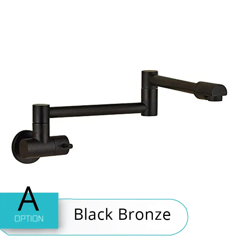 DecorBites™ Double Joint Spout Brass Kitchen Faucet, Single Hole Two Handle Swing Arm