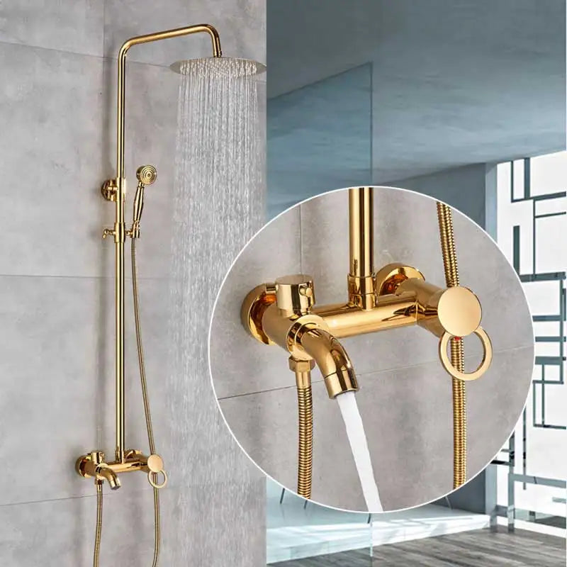 DecorBites™ Black Bathroom Shower Faucet Mixer with 8" Rainfall Shower, Wall Mount Tub Spout