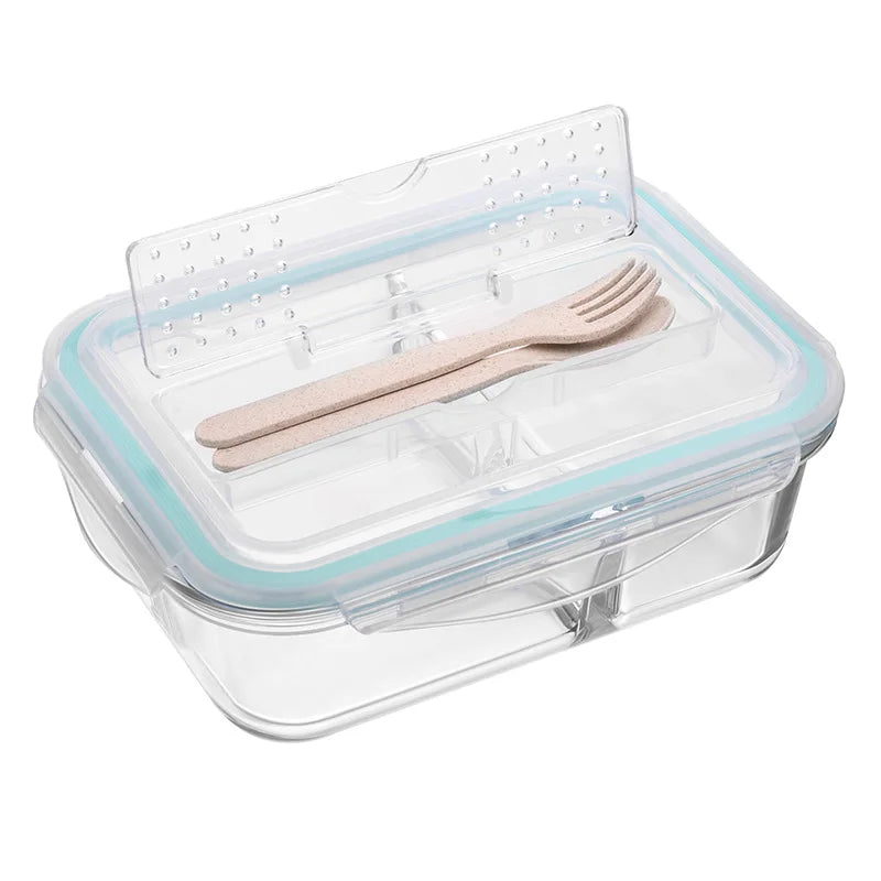 DecorBites™ Kids Lunch Box: Korean Style Glass Bento with Compartments, Microwave Safe, Food Storage