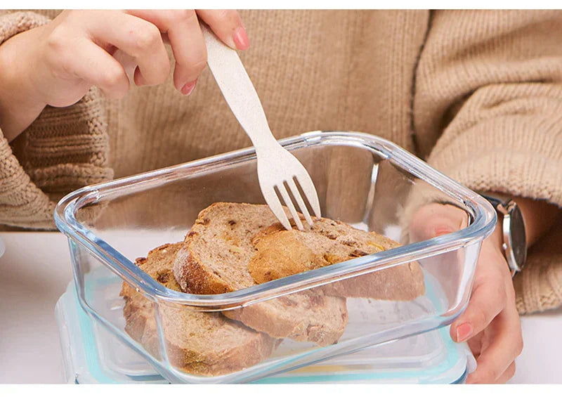 DecorBites™ Kids Lunch Box: Korean Style Glass Bento with Compartments, Microwave Safe, Food Storage