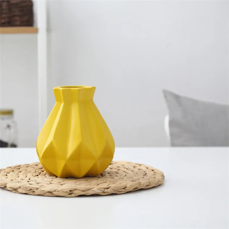DecorBites™ Ceramic Diamond Vase Modern Home Decor Living Room Decoration