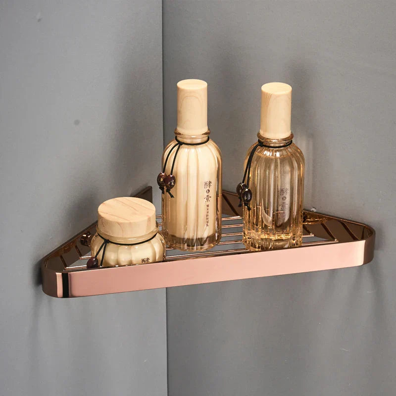 DecorBites™ Brass Bathroom Shower Rack Wall Mounted Shelf