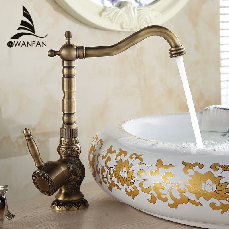 DecorBites™ Antique Bronze Basin Faucet, Single Handle Deck Mounted Mixer Tap, High Quality