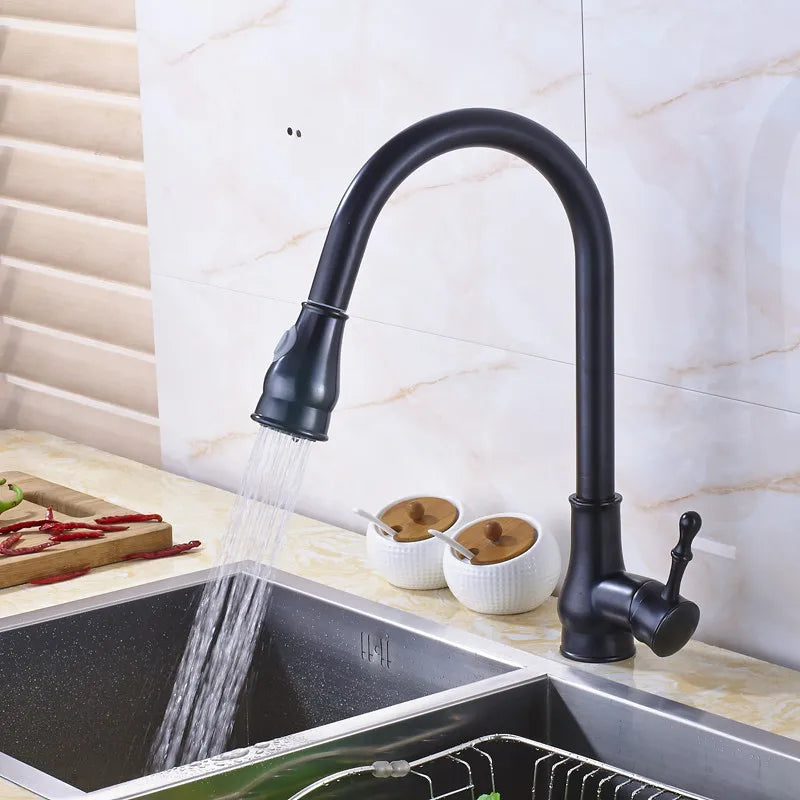 DecorBites™ Brushed Nickel Pull Out Kitchen Faucet Single Lever Sprayer