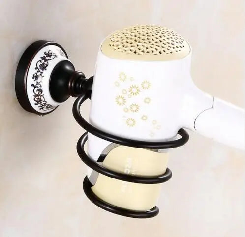 DecorBites™ Black Porcelain Brass Bathroom Accessories Set