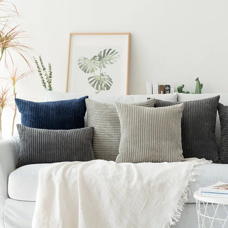 DecorBites™ Corduroy Flocking Velvet Pillow Cover, Soft Home Decor, 45x45cm/60x60cm
