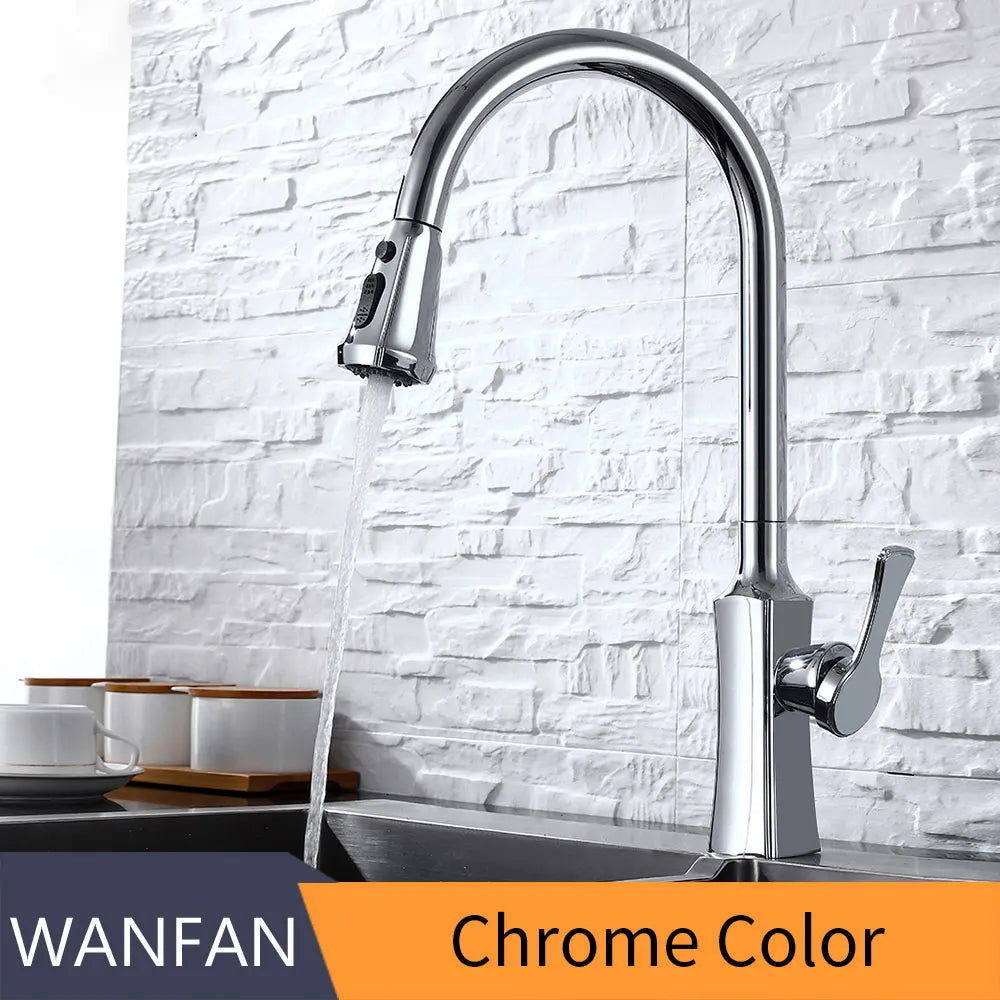 DecorBites™ Black Stream Handle Kitchen Faucet Tap Rotation Mixer Swivel Pull Out