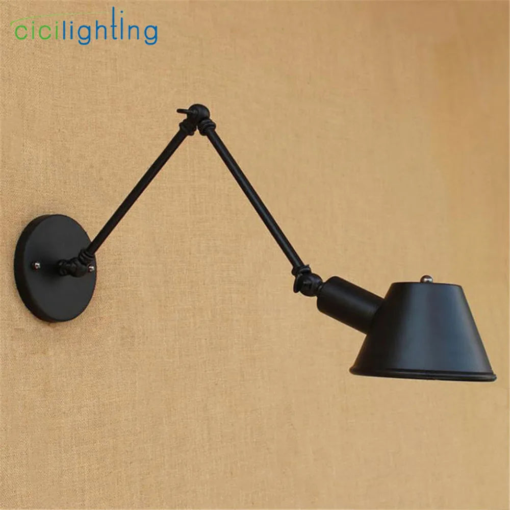 DecorBites™ Antique Metal Shade Double Swing Arms Wall Lights for Home Office Study