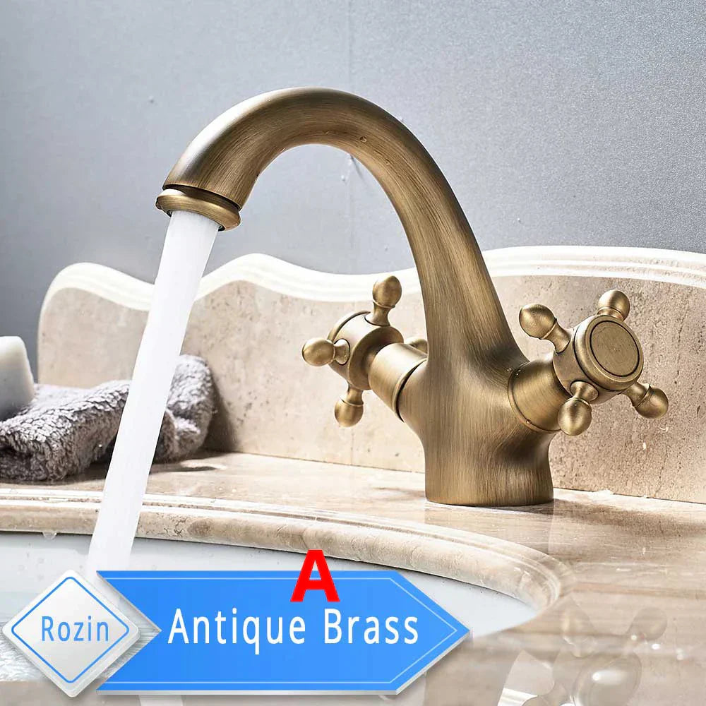 DecorBites™ Gold Vessel Sink Mixer Tap Deck Mounted Basin Faucet Hot Cold Water Mixer