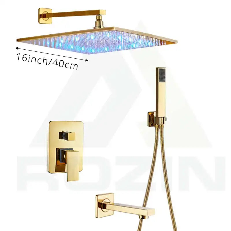 DecorBites™ Golden LED Rainfall Shower Faucet with 3-way Mixer and Brass Spout