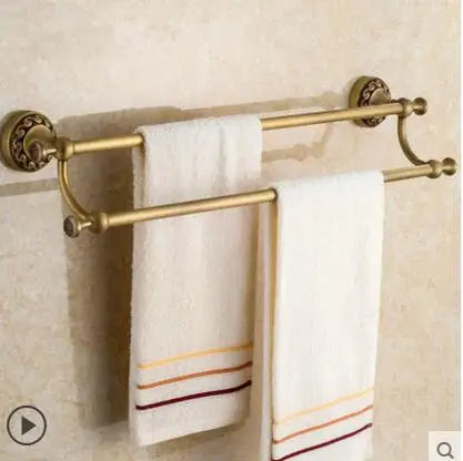 DecorBites™ Copper Carved Bathroom Accessories Set: Towel Shelf, Towel Bar, Paper Holder, Cloth Hook