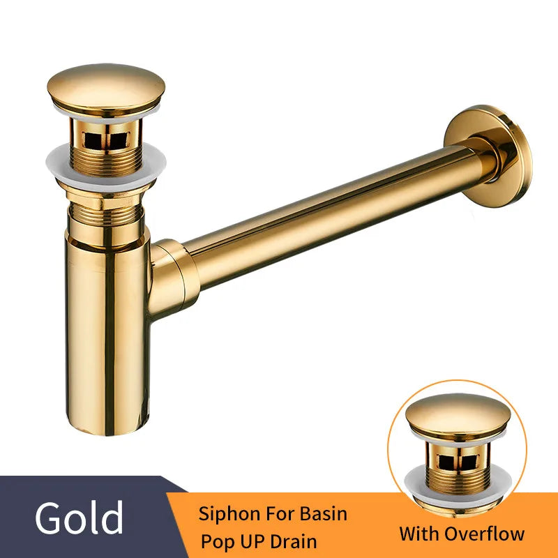 DecorBites™ Brass Round Bottle Trap Oil Rubbed Bronze Black Siphon for Bathroom Vanity
