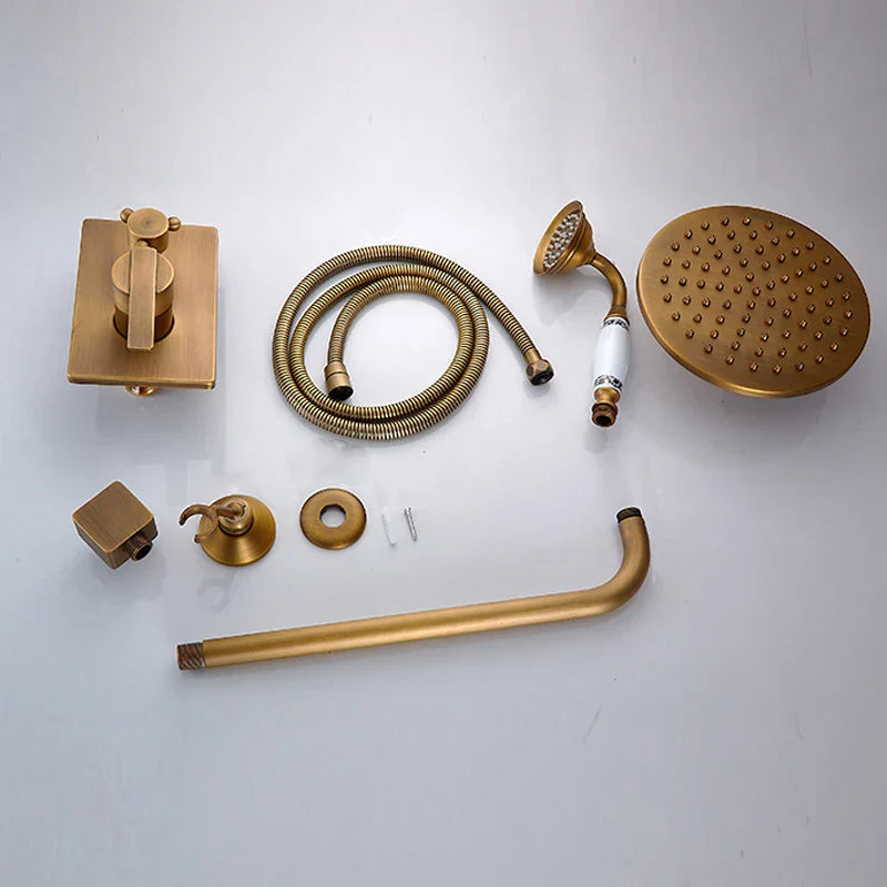 DecorBites™ Antique Brass Bathroom Shower Mixer Set with 8" Rainfall and Handshower