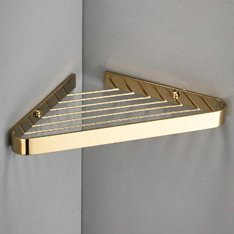 DecorBites™ Brass Bathroom Shower Rack Wall Mounted Shelf