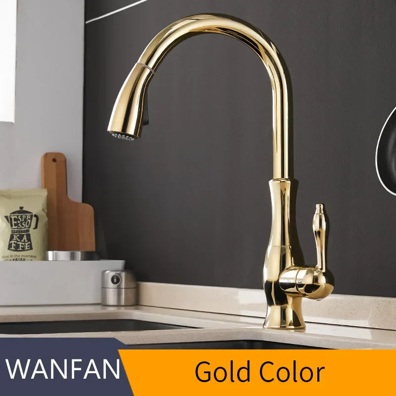 DecorBites™ Black Single Handle Pull Out Kitchen Faucet - Swivel 360° Water Mixer Tap