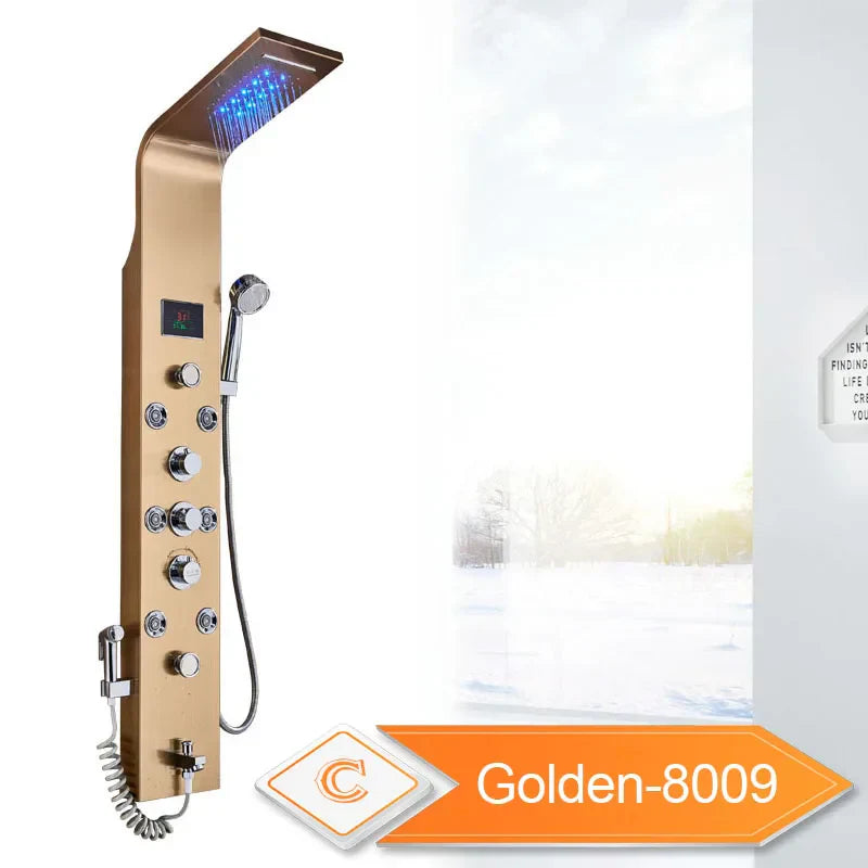 DecorBites™ LED Rain Shower System with Swivel Massage Jet and Bidet Sprayer
