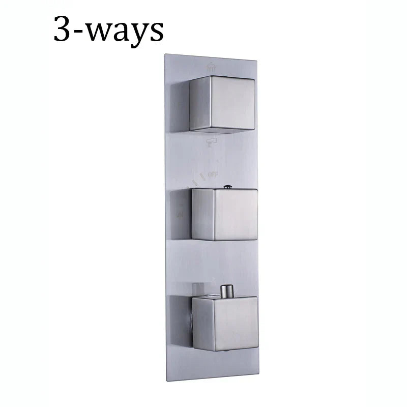 DecorBites™ Brushed Nickel Thermostatic Mixer Valve for Three Handle Shower Control