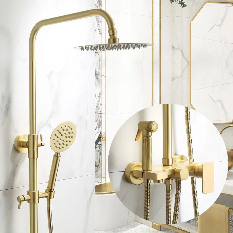 DecorBites™ Brushed Gold Bath & Shower Faucet Set for Luxurious Rainfall Experience