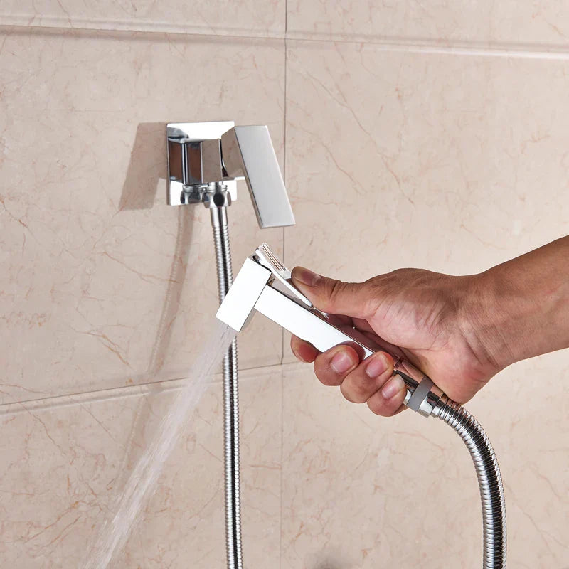 DecorBites™ Brass Bidet Faucet Mixer with Square Shower Spray